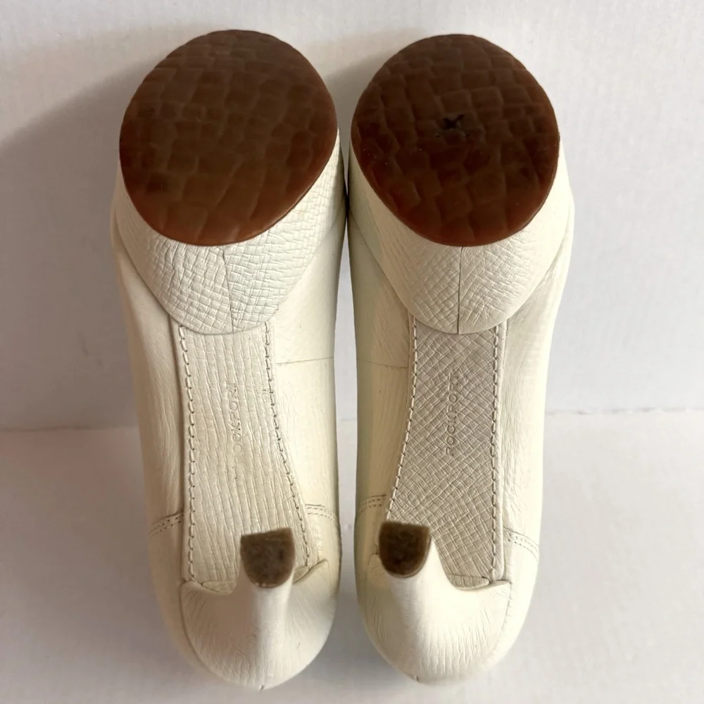 Rockport -Genuine Cream Leather Platforms 4” heel.Size 9.5